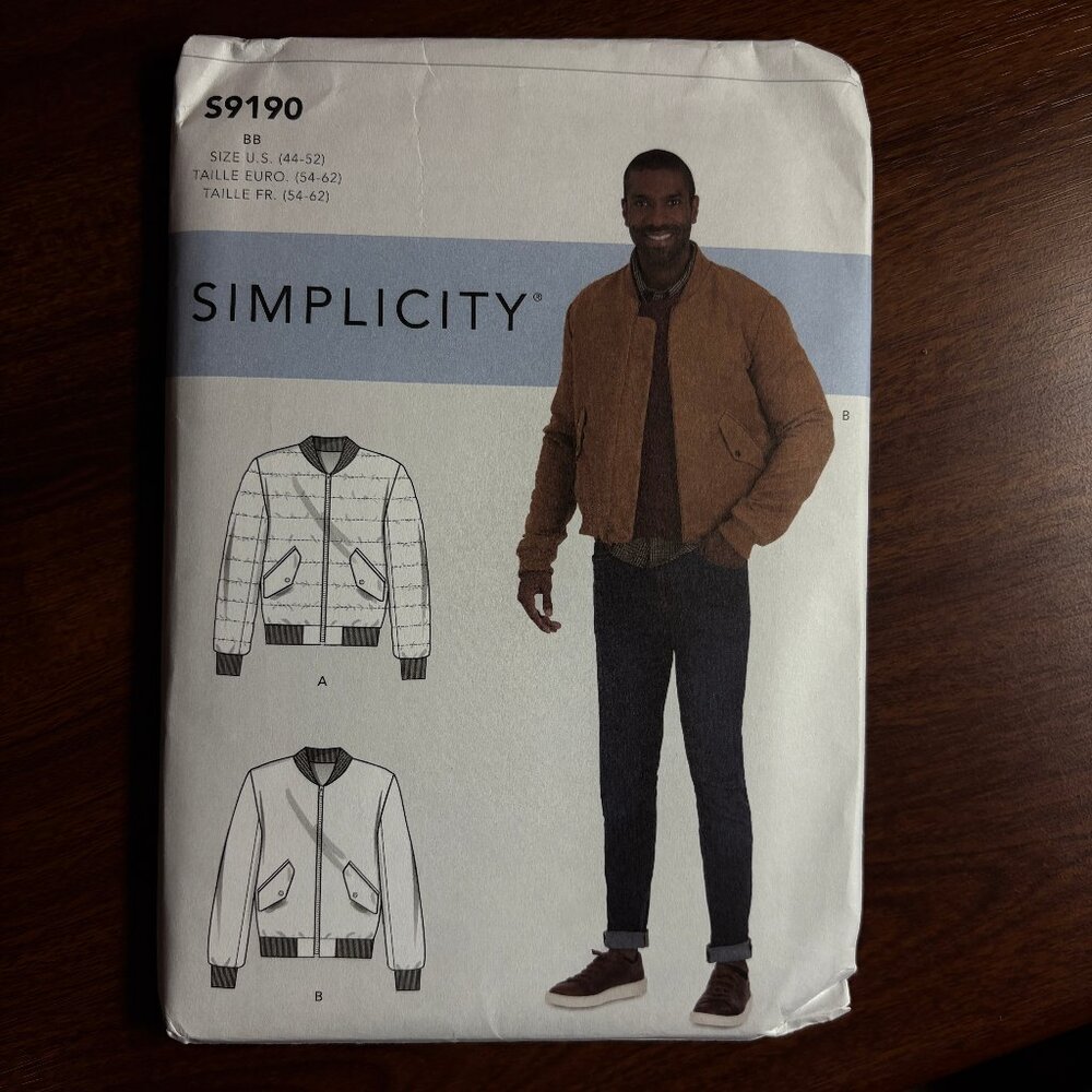 Simplicity Pattern S9190 BB for Men's Jacket